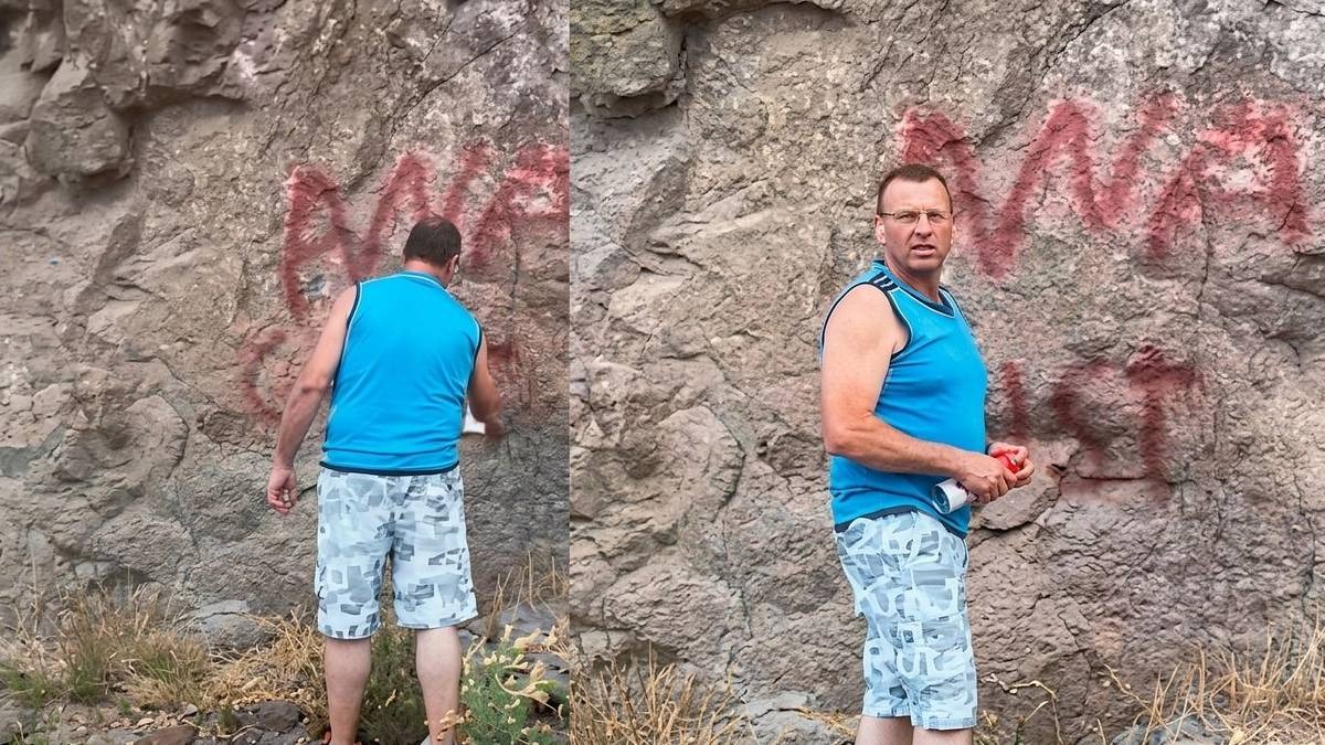Camionero que grafiteó rocas en el Parque Nacional Nahuel Huapi deberá restaurar 12 áreas vandalizadas